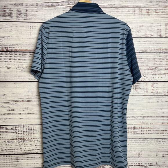 G/FORE Performance Golf Polo Blue Split Stripe Color Block Stretch Medium NWT - Picture 3 of 13